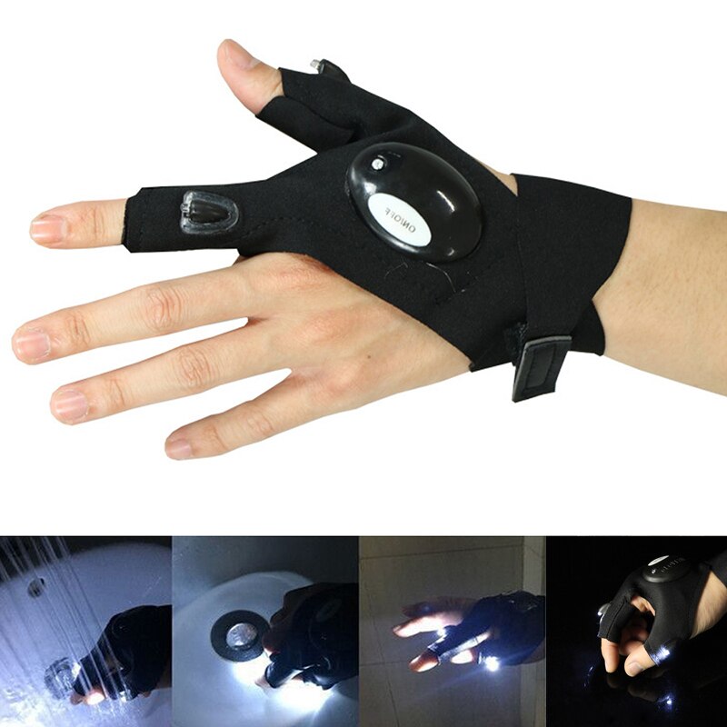 Night Light Waterproof Gloves with LED Flashlight