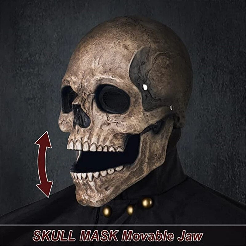 Halloween Mask Movable Jaw Full Head Skull Mask