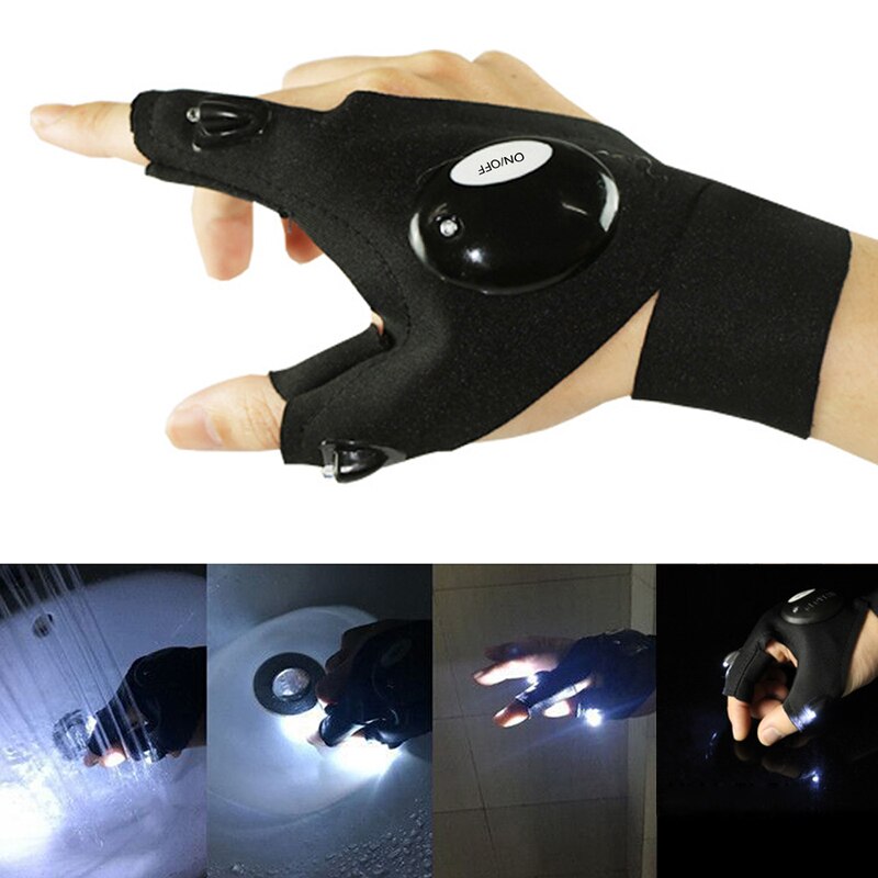 Night Light Waterproof Gloves with LED Flashlight