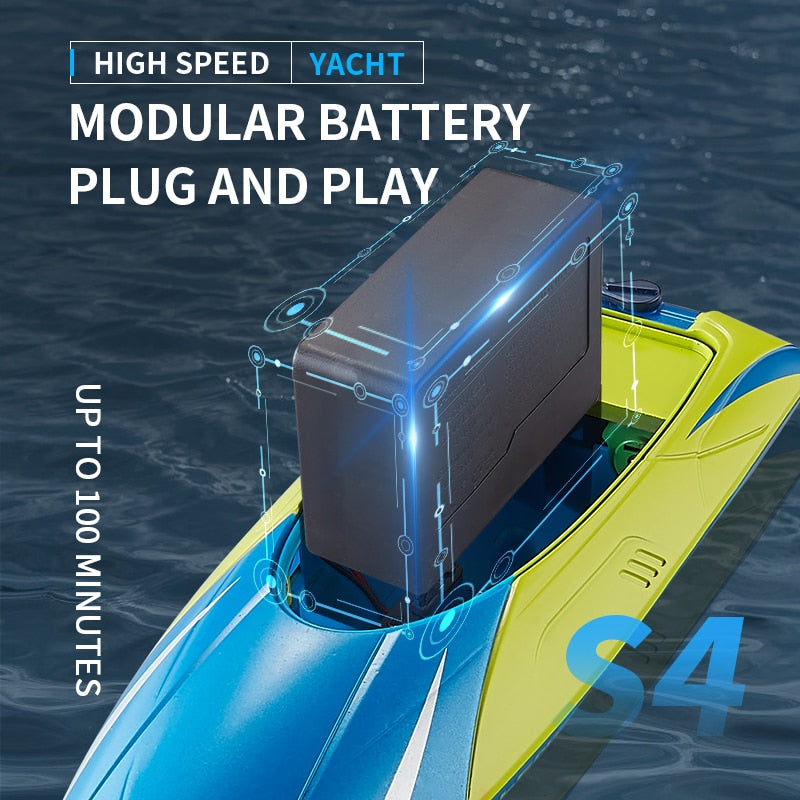 RC boat 2.4G 15km/h Dual rudder Motor waterproof ABS high-speed boat children's Summer Toys