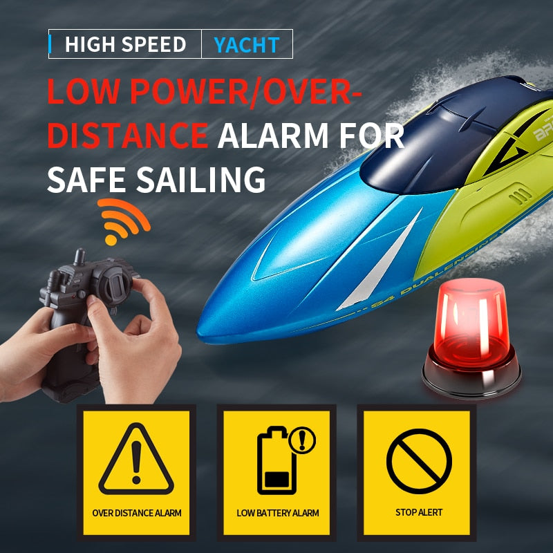 RC boat 2.4G 15km/h Dual rudder Motor waterproof ABS high-speed boat children's Summer Toys