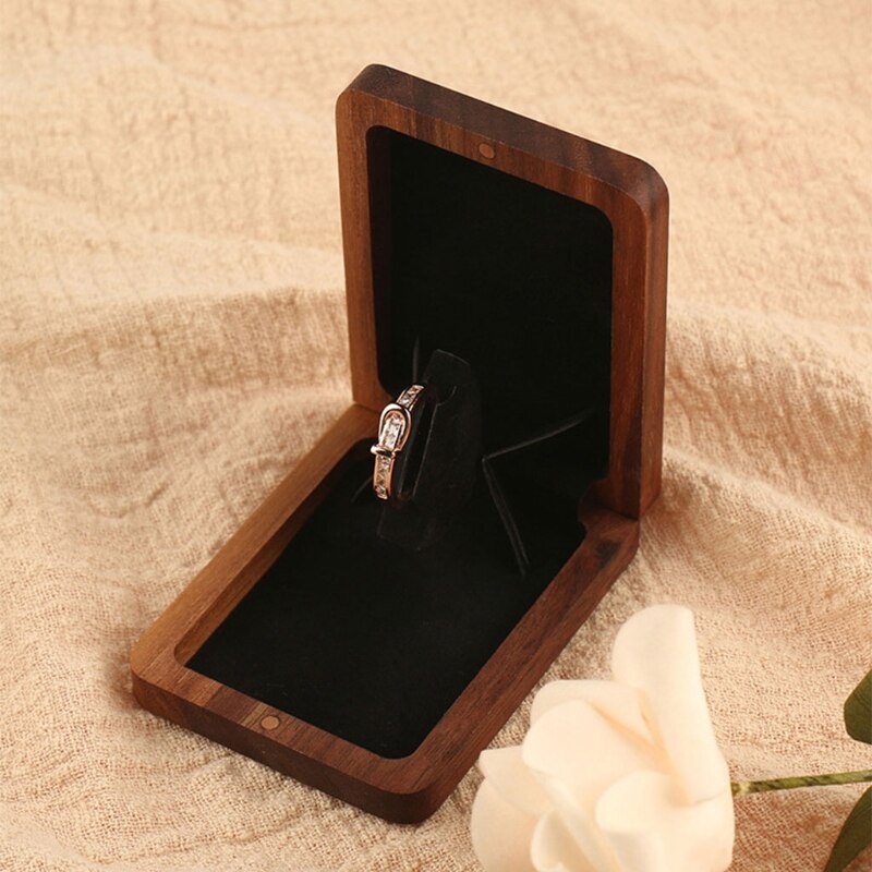 Rotating Wooden Ring Box for Proposal and Wedding Ceremony