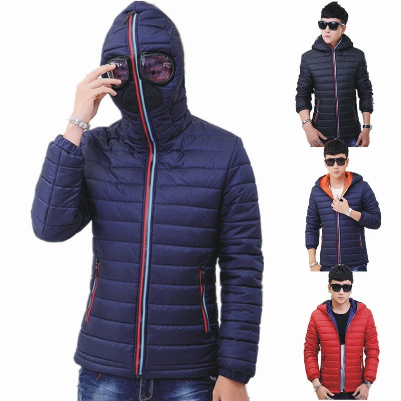 Winter Overcoat Hooded with Glasses Warm Jackeks