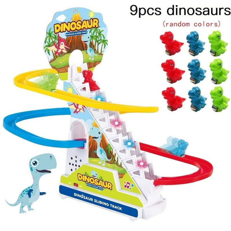 Climbing Stairs Track Toys Cartoon Penguin Dinosaur Dog Duck For Children