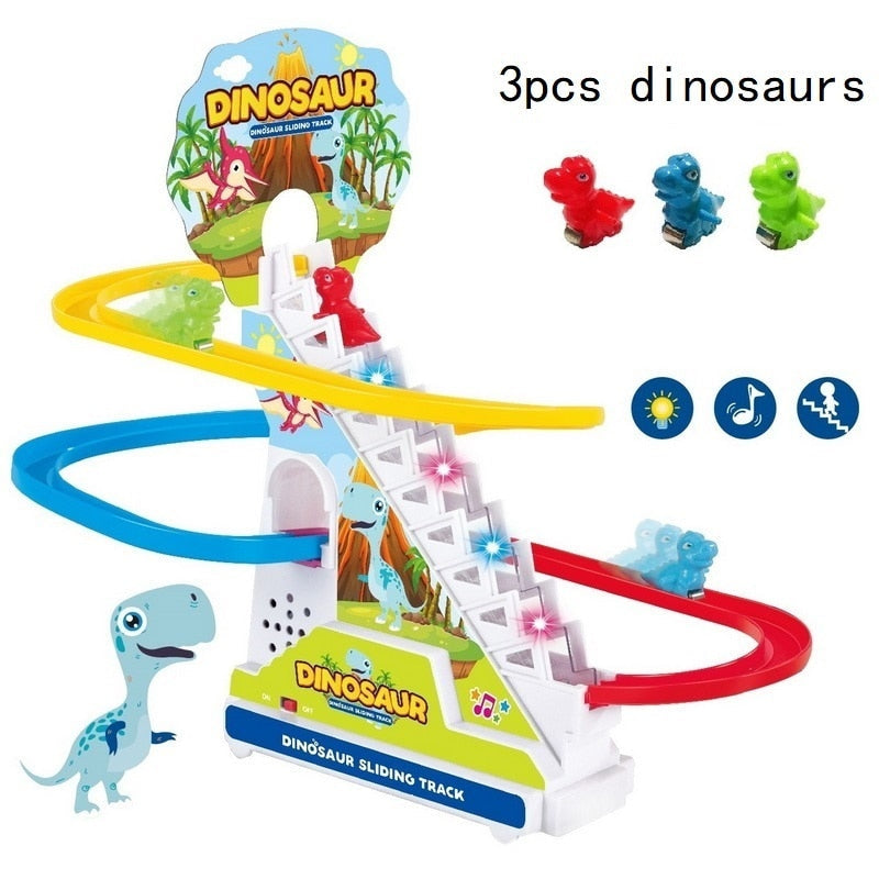 Climbing Stairs Track Toys Cartoon Penguin Dinosaur Dog Duck For Children