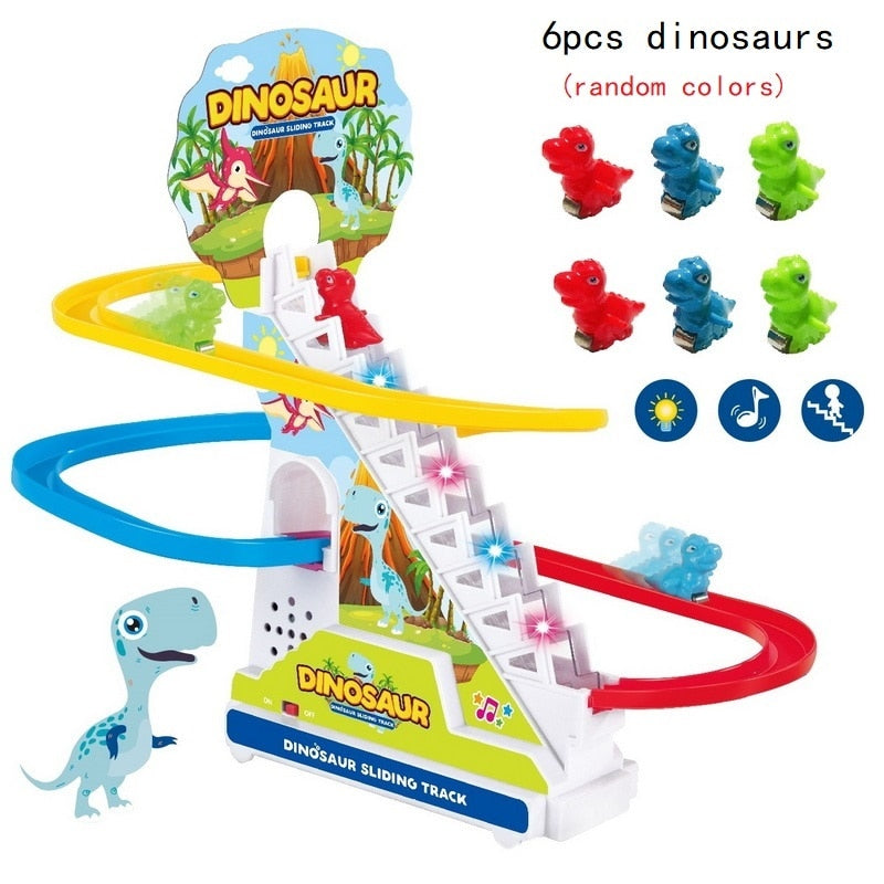 Climbing Stairs Track Toys Cartoon Penguin Dinosaur Dog Duck For Children