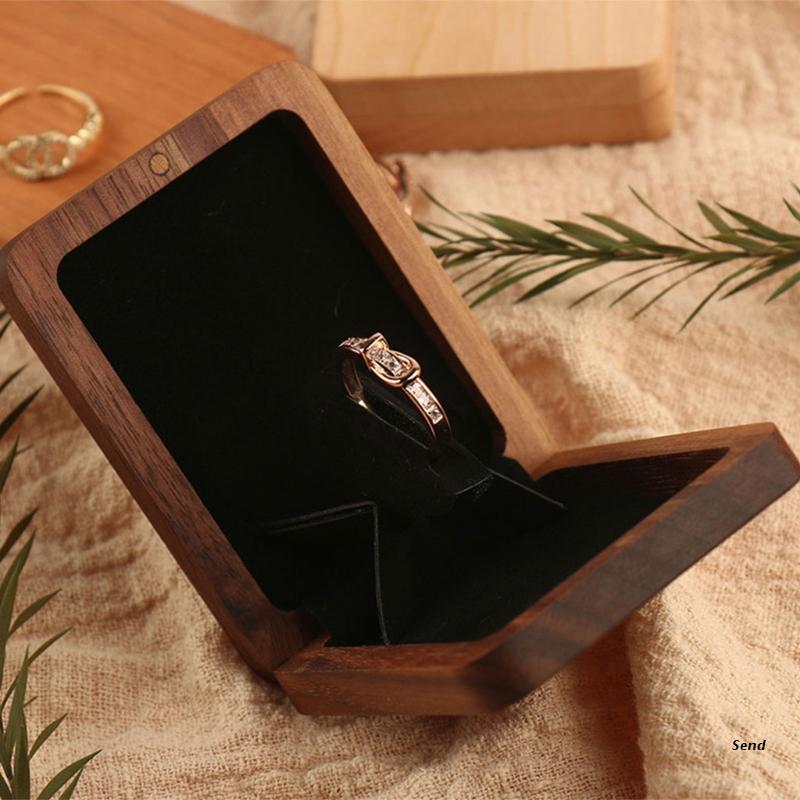 Rotating Wooden Ring Box for Proposal and Wedding Ceremony