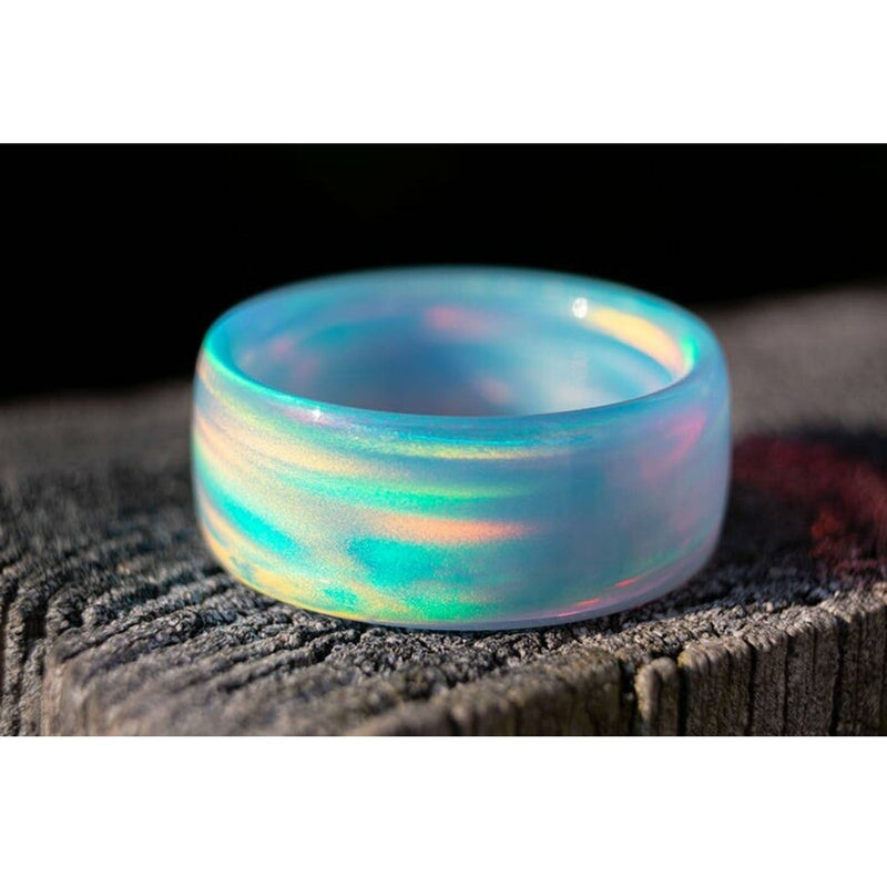 Rainbow Blue Cloud Opal Ring