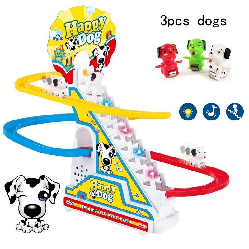 Climbing Stairs Track Toys Cartoon Penguin Dinosaur Dog Duck For Children