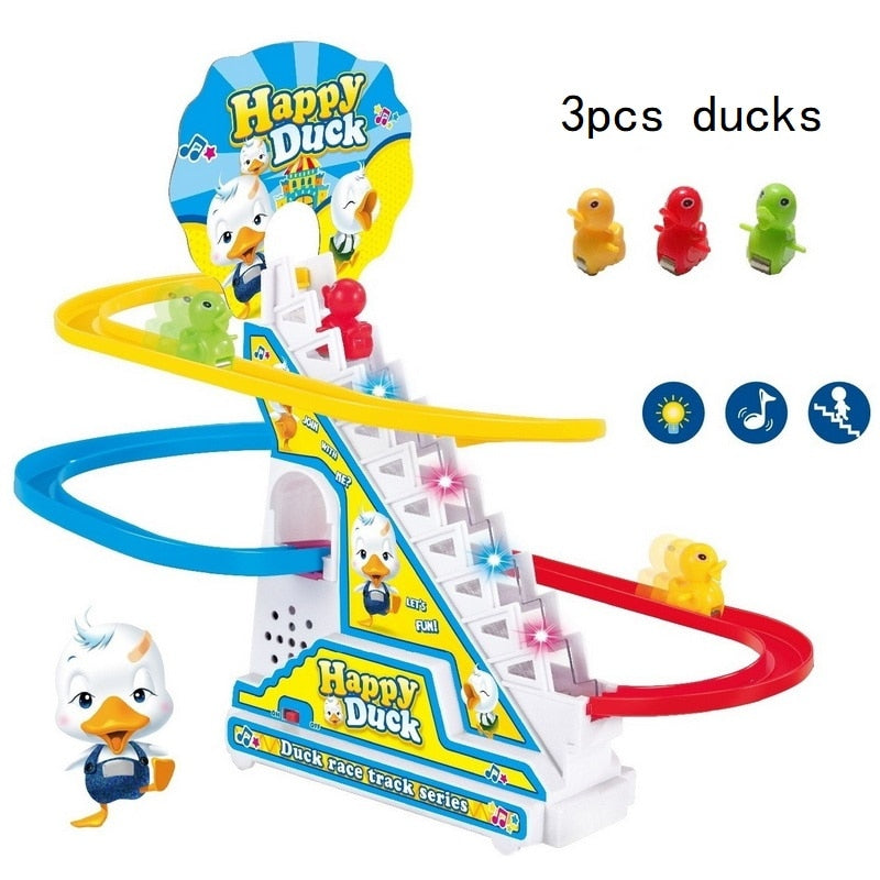 Climbing Stairs Track Toys Cartoon Penguin Dinosaur Dog Duck For Children