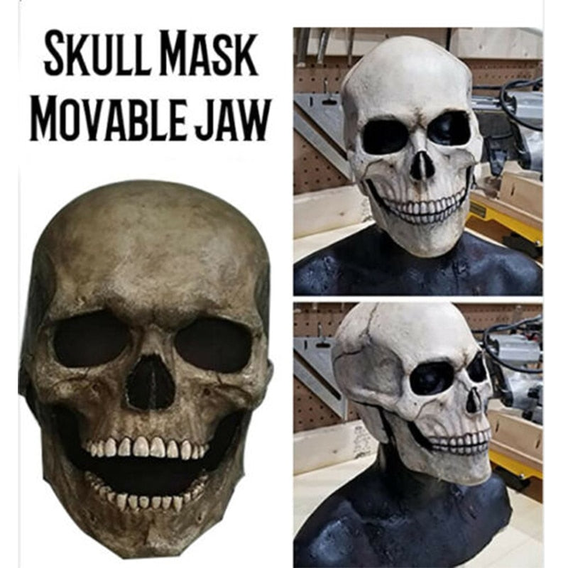 Halloween Mask Movable Jaw Full Head Skull Mask