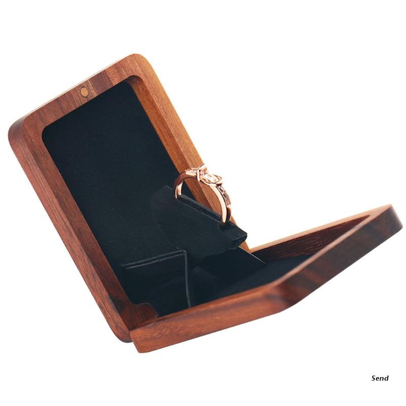 Rotating Wooden Ring Box for Proposal and Wedding Ceremony