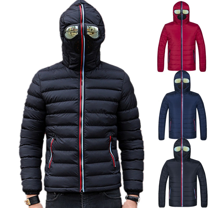 Winter Overcoat Hooded with Glasses Warm Jackeks