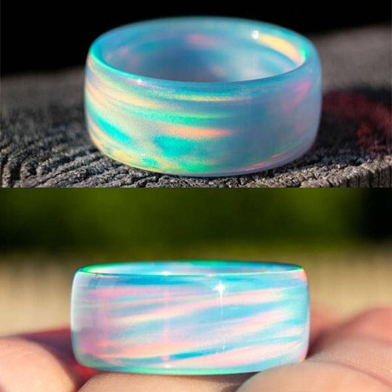 Rainbow Blue Cloud Opal Ring