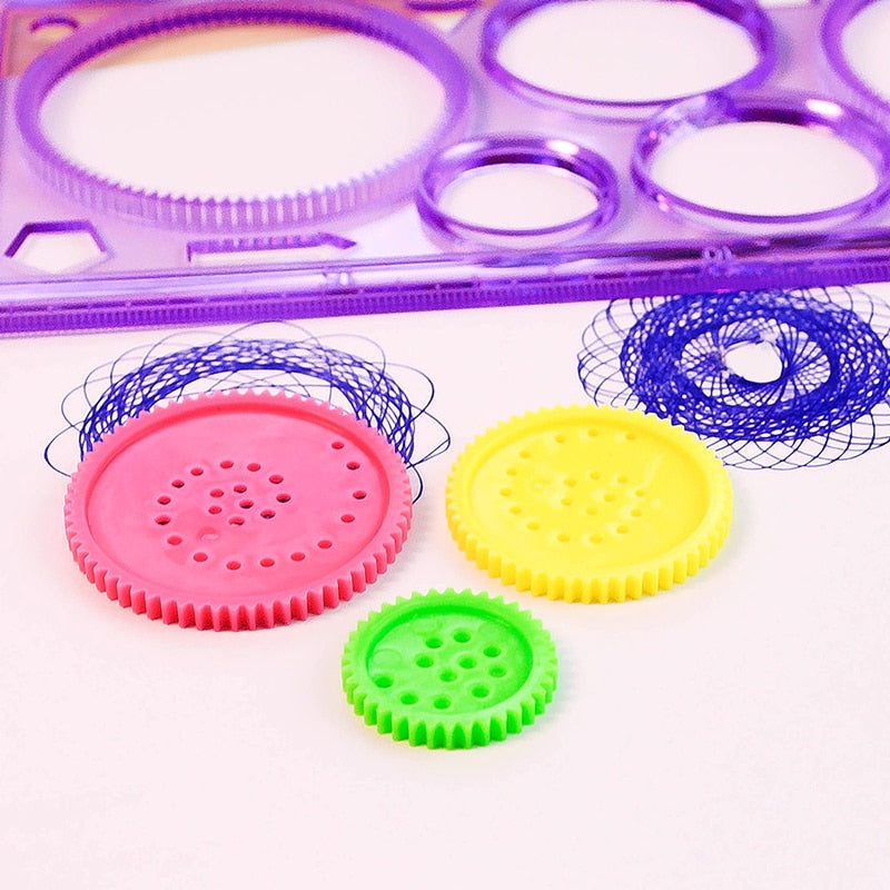 Interesting Puzzle Spirograph Children Drawing Plastic Ruler