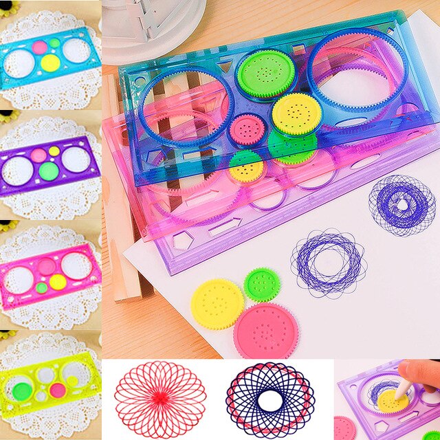 Interesting Puzzle Spirograph Children Drawing Plastic Ruler