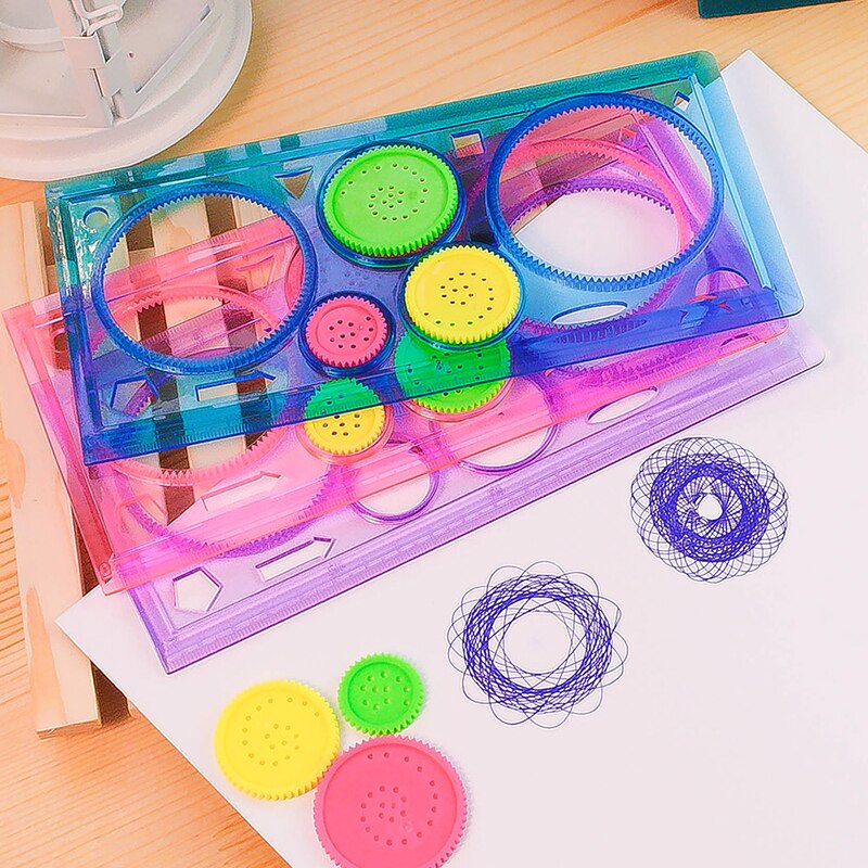 Interesting Puzzle Spirograph Children Drawing Plastic Ruler