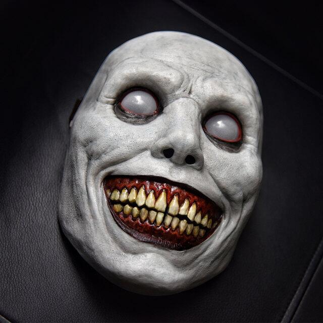 Horror mask cos Exorcist smile white face white eye demon mask