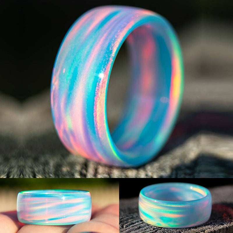 Rainbow Blue Cloud Opal Ring