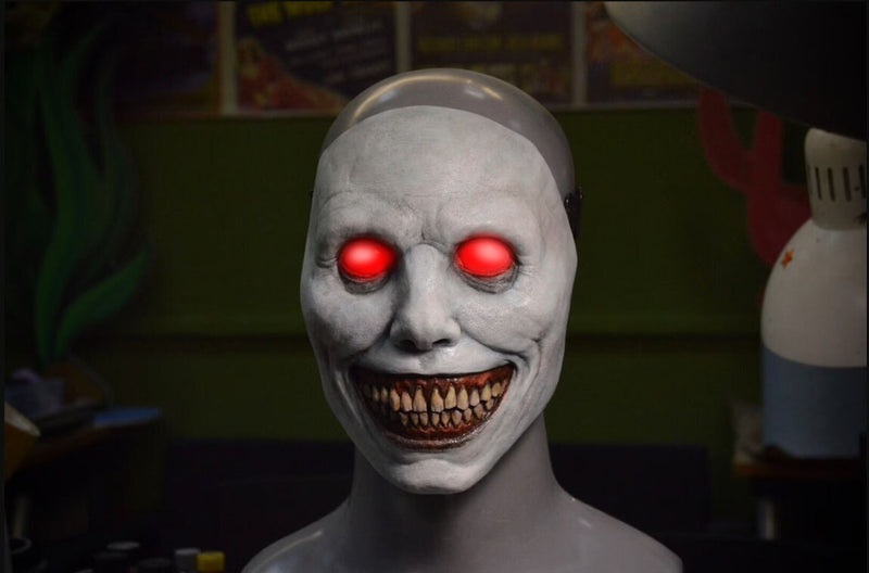 Horror mask cos Exorcist smile white face white eye demon mask