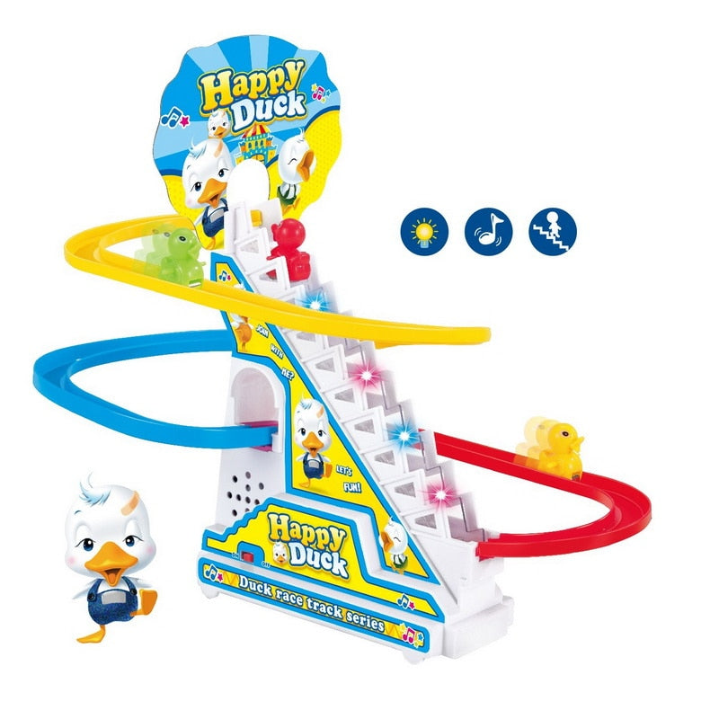 Climbing Stairs Track Toys Cartoon Penguin Dinosaur Dog Duck For Children