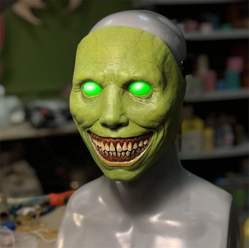 Horror mask cos Exorcist smile white face white eye demon mask