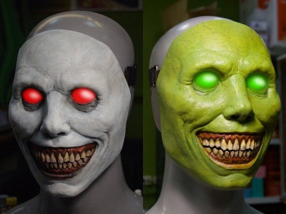 Horror mask cos Exorcist smile white face white eye demon mask