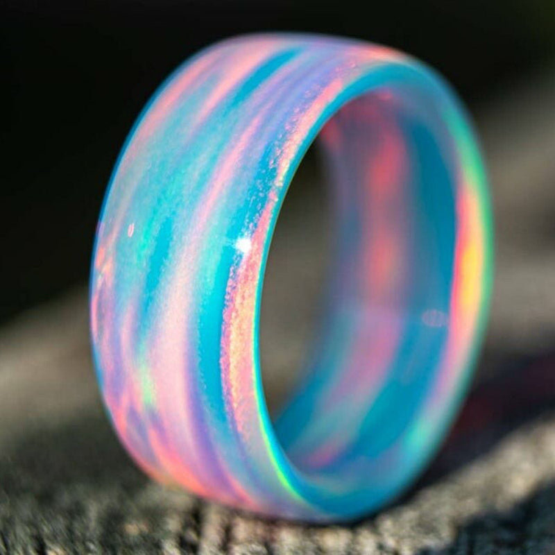 Rainbow Blue Cloud Opal Ring