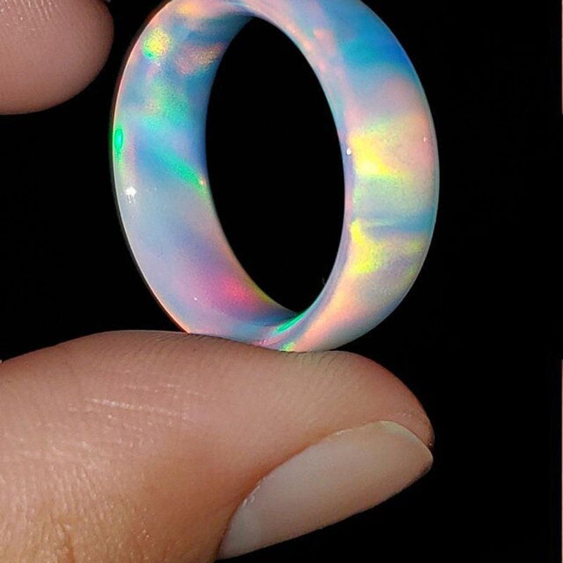 Rainbow Blue Cloud Opal Ring