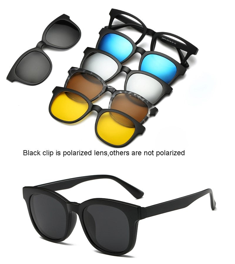 6 In 1 Custom Men Women Polarized Optical Magnetic Sunglasses