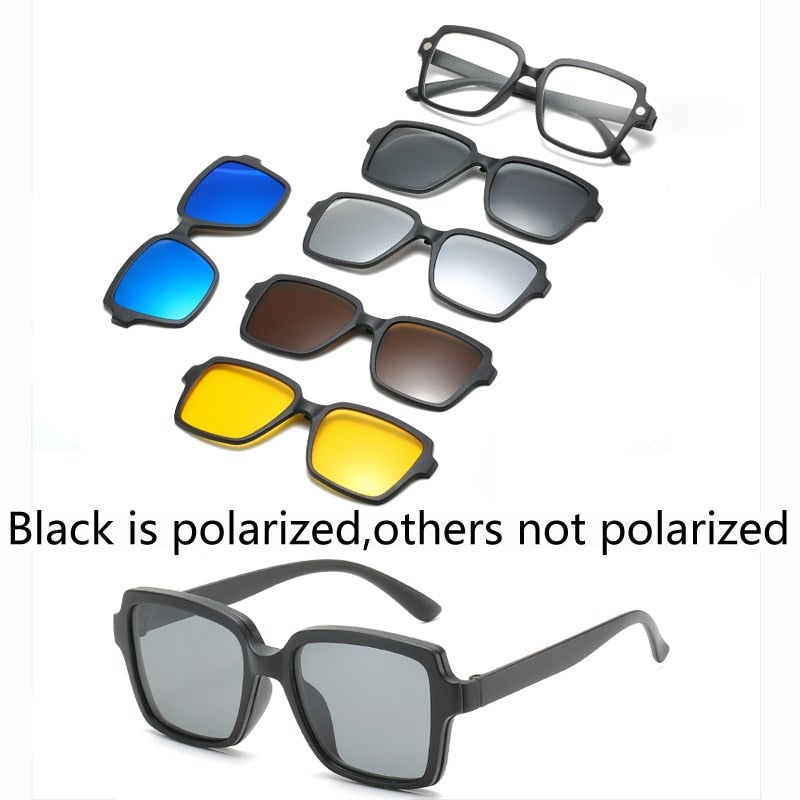 6 In 1 Custom Men Women Polarized Optical Magnetic Sunglasses