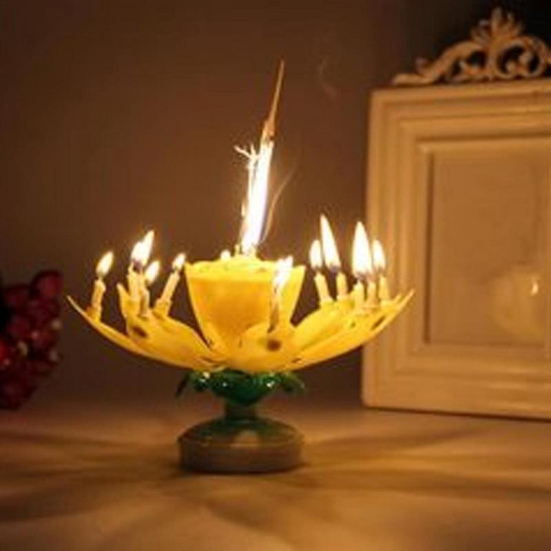 Flower Rotating Happy Birthday Candle