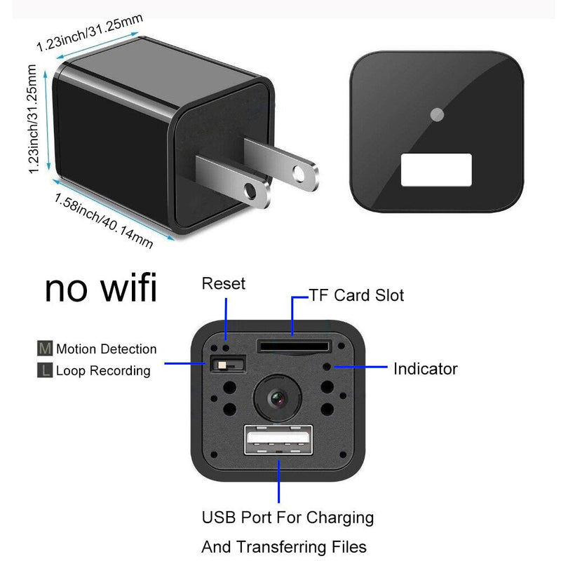 1080P Wifi Mini Camera US/EU Plug Power Wall Charger