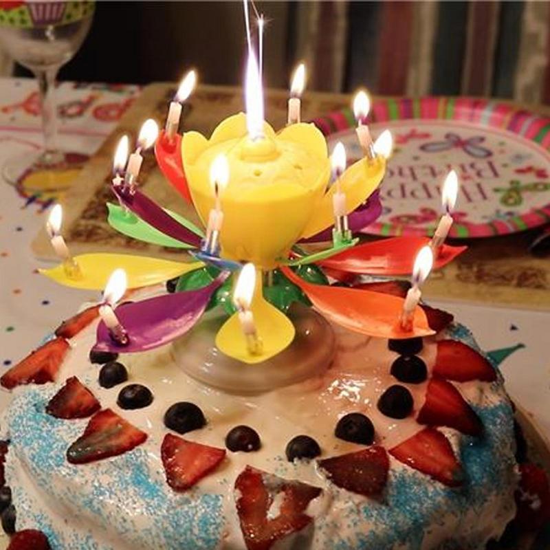 Flower Rotating Happy Birthday Candle