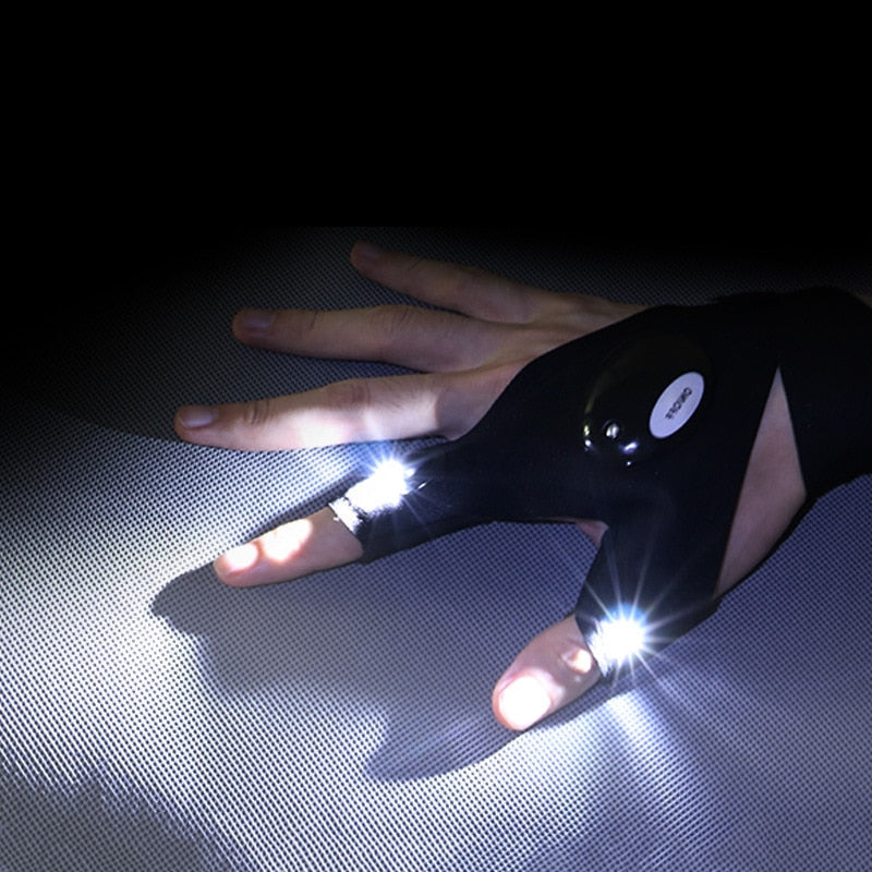 Night Light Waterproof Gloves with LED Flashlight