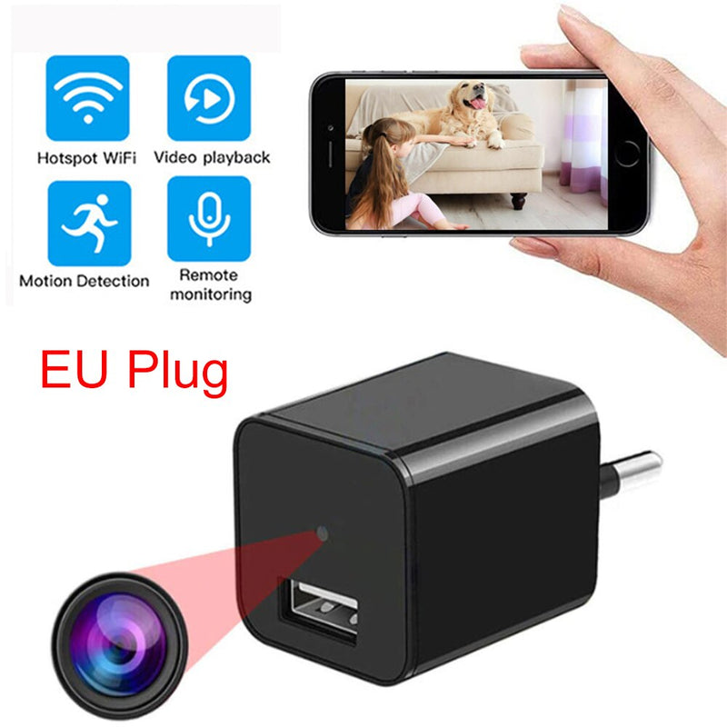 1080P Wifi Mini Camera US/EU Plug Power Wall Charger