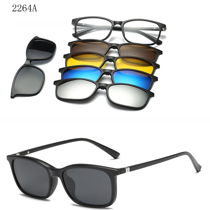 6 In 1 Custom Men Women Polarized Optical Magnetic Sunglasses