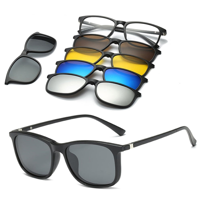 6 In 1 Custom Men Women Polarized Optical Magnetic Sunglasses