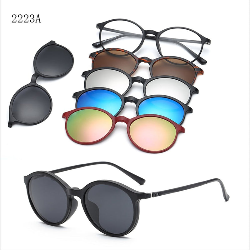 6 In 1 Custom Men Women Polarized Optical Magnetic Sunglasses