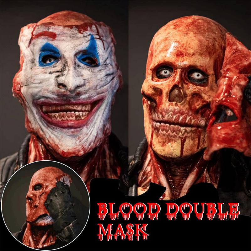 Bloody Skull Head Halloween Double-Layer Ripped Mask