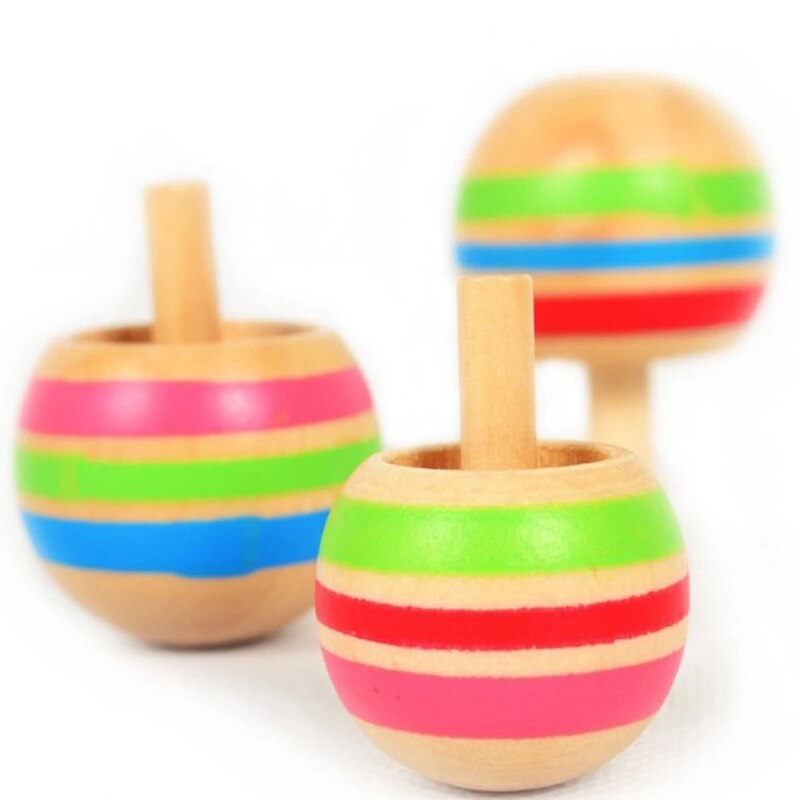 3Pcs Set Flip Over Spinning Top Wood Giroscópio Antistres Toys