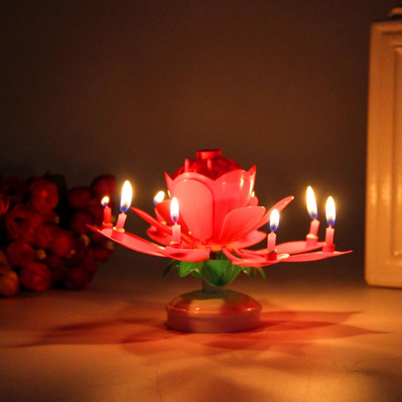 Flower Rotating Happy Birthday Candle