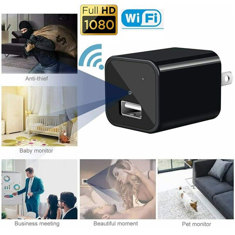 1080P Wifi Mini Camera US/EU Plug Power Wall Charger