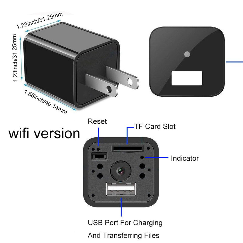 1080P Wifi Mini Camera US/EU Plug Power Wall Charger