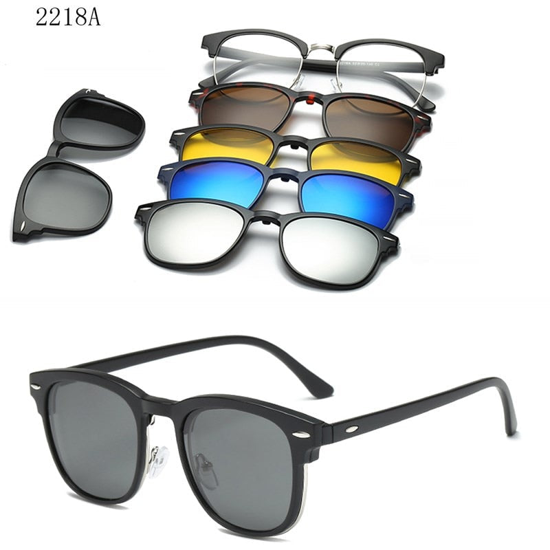 6 In 1 Custom Men Women Polarized Optical Magnetic Sunglasses