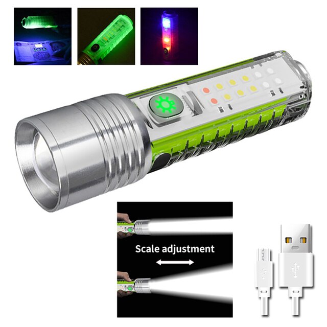 Powerful 100W LED Flashlight USB Rechargeable Zoomable Torch