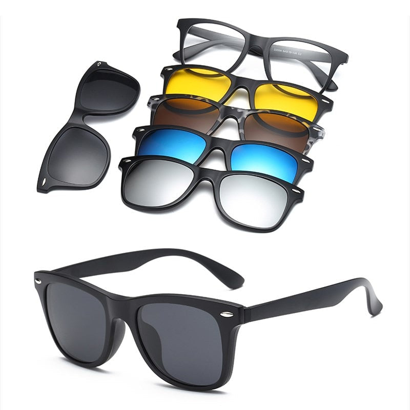 6 In 1 Custom Men Women Polarized Optical Magnetic Sunglasses