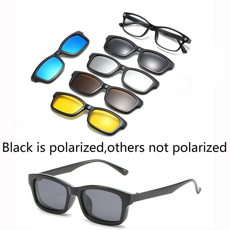 6 In 1 Custom Men Women Polarized Optical Magnetic Sunglasses