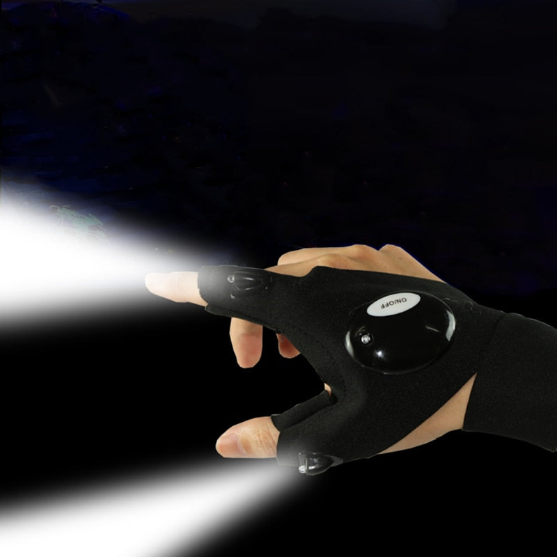 Night Light Waterproof Gloves with LED Flashlight