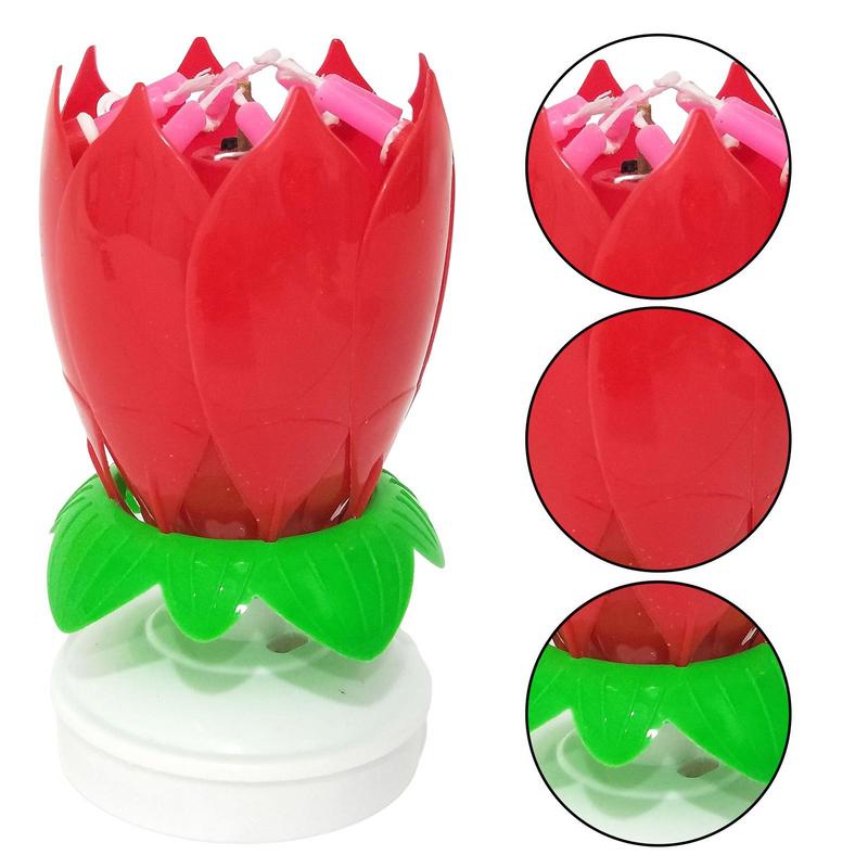 Flower Rotating Happy Birthday Candle